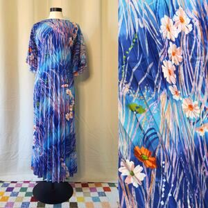 VTG 70s Kaftan Maxi Dress Floral One Size